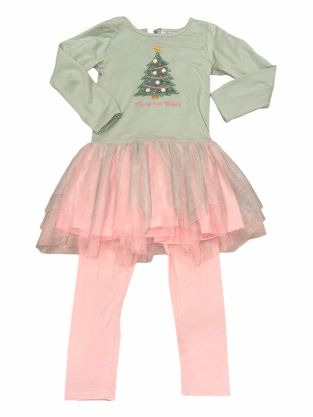 Counting Daisies Green Christmas Tree Matching Set - 5T